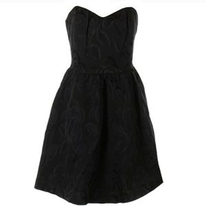 Elegant Goth Glam Black Damask Strapless Dress LBD Mini Full Skirt Party Event